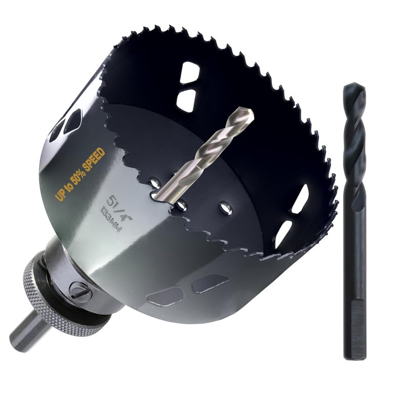 wowsupm 5-1/4 Inch Deep HSS Bi Metal Hole Saw Cutter with Arbor Cutting Depth 2.1” for Metal Thick Wood PVC Drywall Aluminum Big Slot New Sharp Teeth Heavy Duty Hole Saw Bit - Image 1